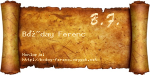 Bóday Ferenc névjegykártya