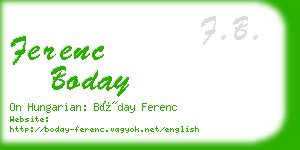 ferenc boday business card